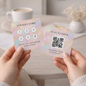 Holographic Glitter Loyalty Card Stamp Card QR Cod