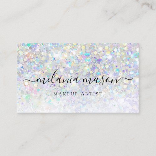 Holographic Glitter Makeup Artist Beauty Modern Business Card