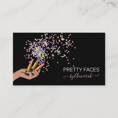 Holographic Glitter Makeup Artist Business Card