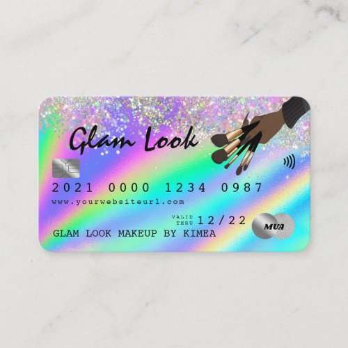 Holographic  Glitter Makeup Artist Credit Card