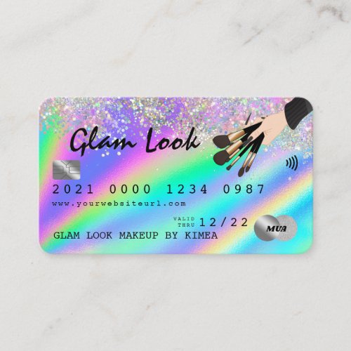 Holographic  Glitter Makeup Artist Credit Card