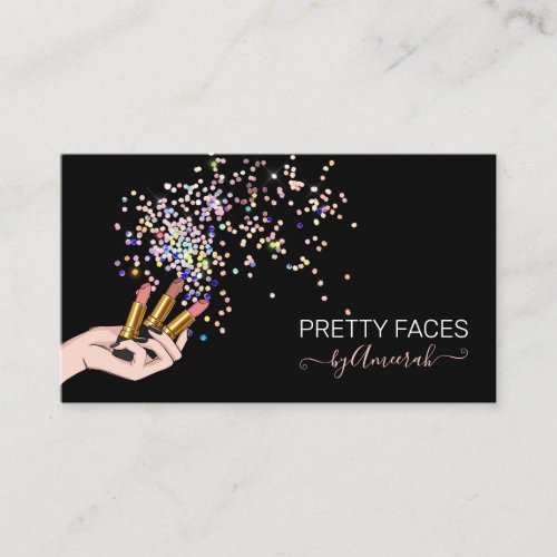 Holographic Glitter Makeup Artist Lipstick MUA Business Card