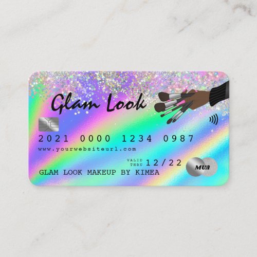 Holographic Glitter Makeup Artist MUA Credit Card