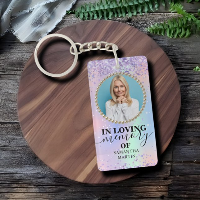 Holographic Glitter Memorial In Loving Memory Keychain (Creator Uploaded)