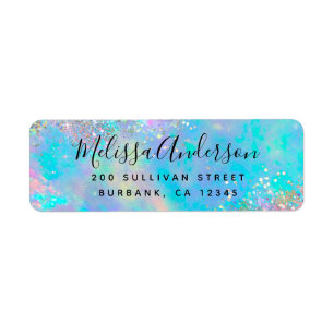 Holographic Glitter Opal Iridescent Return Address Label