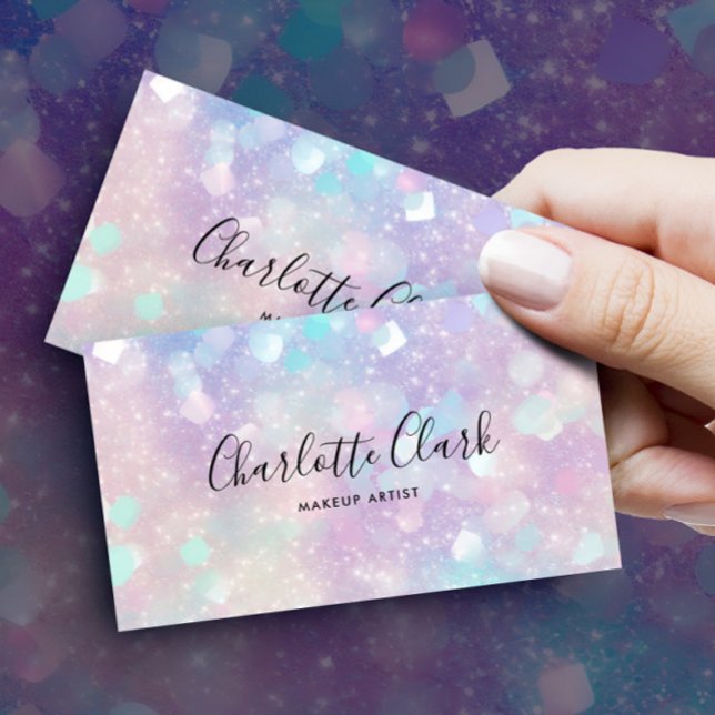 Holographic Glitter Opal QR Code Business Card (Creator Uploaded)