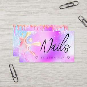 Holographic Glitter Polish Splash Nails QR Code Business Card