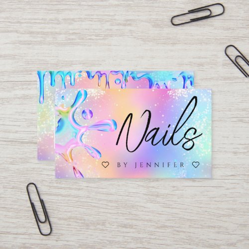 Holographic Glitter Polish Splash Nails QR Code Business Card