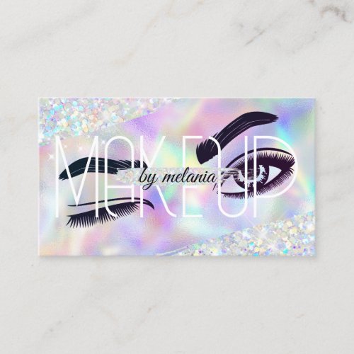 Holographic Glitter Qr Code Makeup Artist Lushes  Business Card