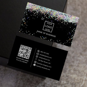 Holographic Glitter QR Code Social Media Icon  Business Card