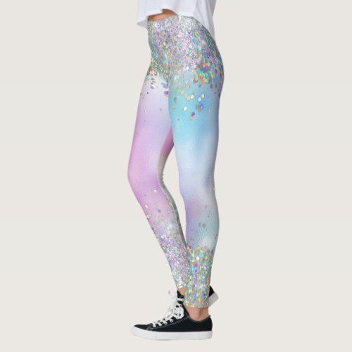 Holographic Glitter Rainbow Pastels Leggings