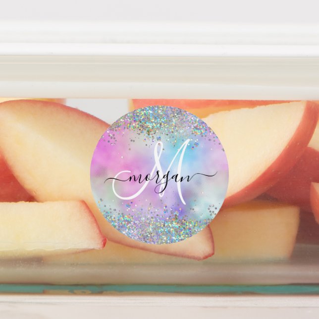 Holographic Glitter Rainbow Pastels Monogram Labels (Affixed)