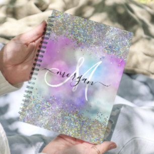 Holographic Glitter Rainbow Pastels Monogram Planner