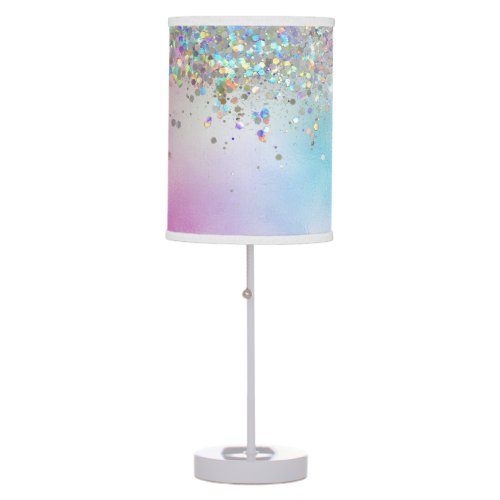 Holographic Glitter Rainbow Pastels Monogram Table Lamp