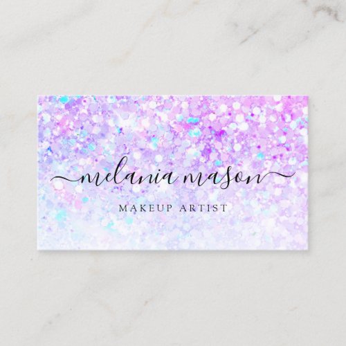 Holographic Glitter Sparkles Beauty Salon Modern Business Card