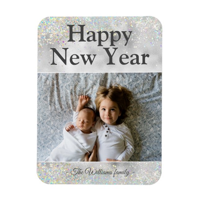 Holographic Glitter Sparkling New Year | Holiday Magnet (Vertical)