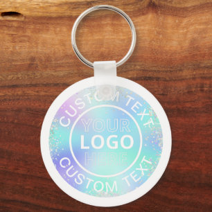 Holographic Glitter Style Promo Business Logo Keyc Keychain