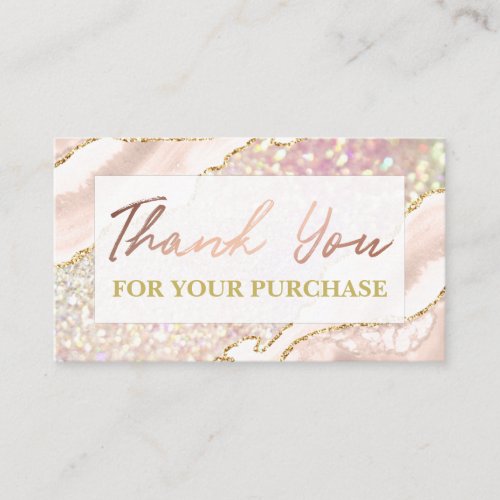 Holographic Glitter Thank You For Your Purchase Business Card