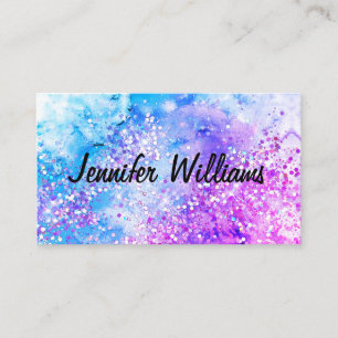 Holographic Glitter Watercolor Ink Elegant Beauty Business Card