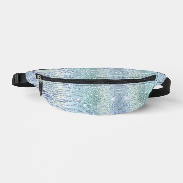 Holographic glitter zebra print fanny pack (Front)