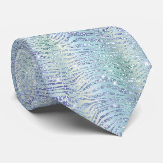 Holographic glitter zebra print neck tie