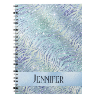 Holographic glitter zebra print notebook