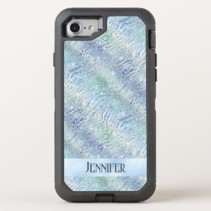 Holographic glitter zebra print OtterBox defender iPhone SE/8/7 case