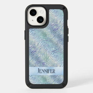 Holographic glitter zebra print speck iPhone 14 case