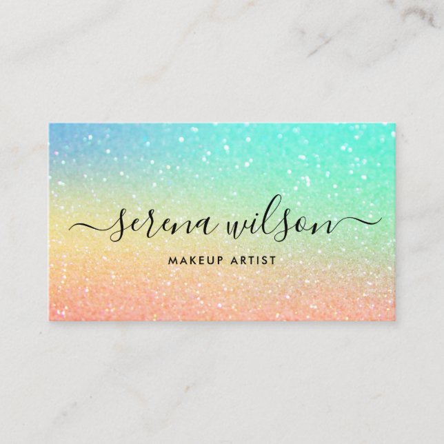 Holographic Glittering Holo Foil makeup hair Business Card (Front)