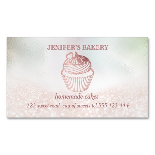 Holographic glittery Homemade cupcakes and sweets Business Card Magnet