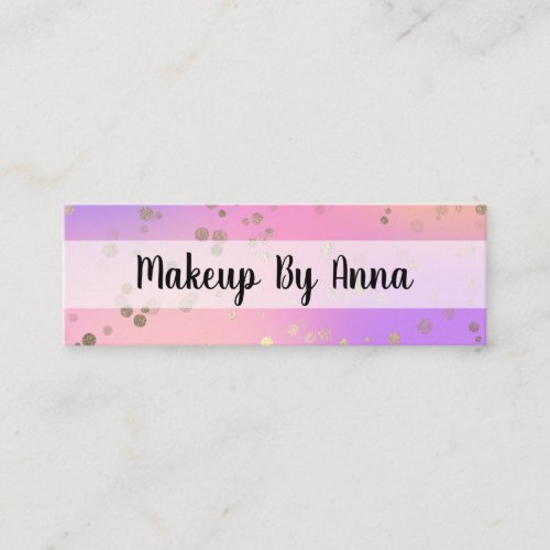 Holographic gold confetti dots makeup artist mini business card