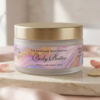 Holographic & Gold Cosmetics Body Butter Jar Label