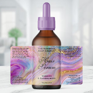 Holographic & Gold Foil & Glitter Dropper Bottle Label