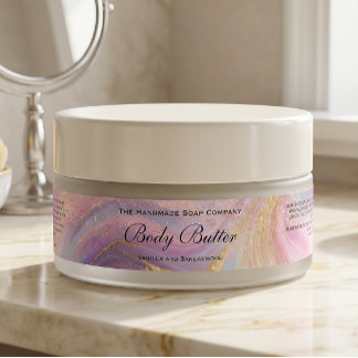 Holographic Gold Glitter Body Butter Jar Label