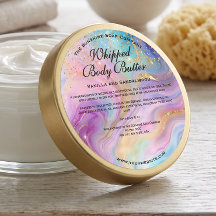 Holographic Gold Glitter Body Butter Jar Label