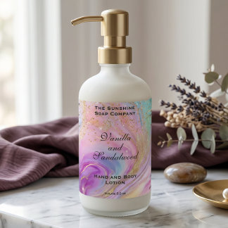 Holographic & Gold Glitter Cosmetics Bottle Label