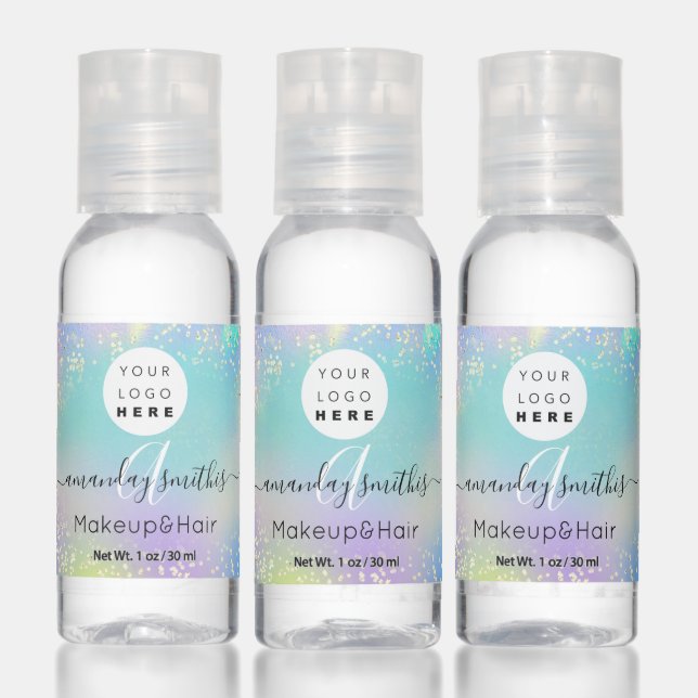 Holographic Gold Logo Monogram Name Hand Sanitizer (Set)