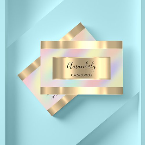 Holographic Gold Modern Professional Makeup Business Card