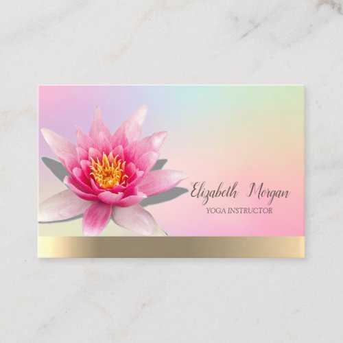 Holographic GoldWatercolor Lotus Yoga Business Card