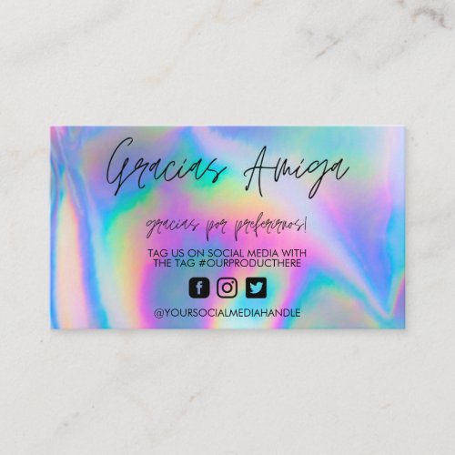 Holographic Gracias Trendy Salon Business Card