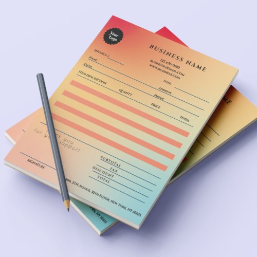 Holographic Gradient Business Invoice Thank You  Notepad