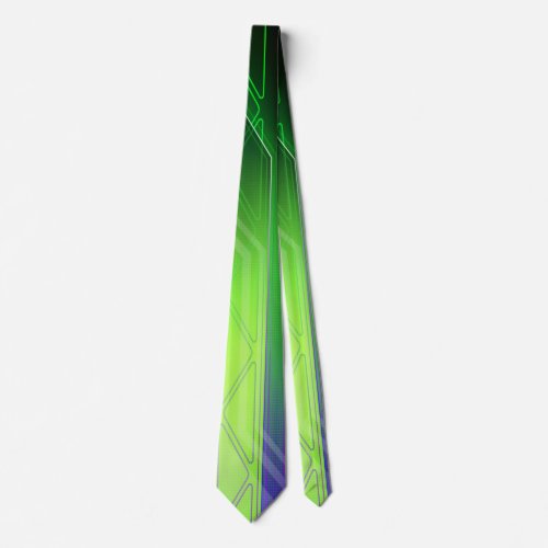 Holographic Green and Black Sci_Fi Panel Neck Tie