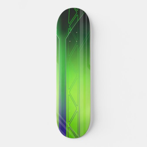 Holographic Green and Black Sci_Fi Panel Skateboard