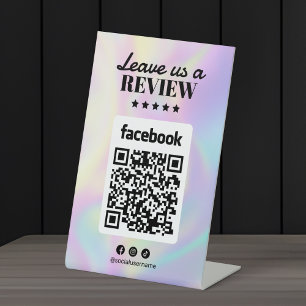 Holographic Hair Salon Facebook Reviews Qr Code Pedestal Sign