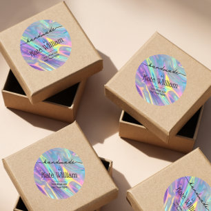 Holographic handmade return address classic round sticker