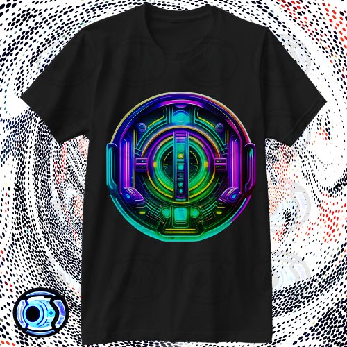 Holographic Harmony Futuristic Neon Ring T_Shirt