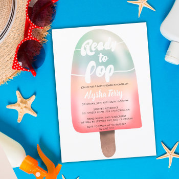Holographic Ice Cream Gradient Pop Baby Shower Invitation by girly_trend at Zazzle