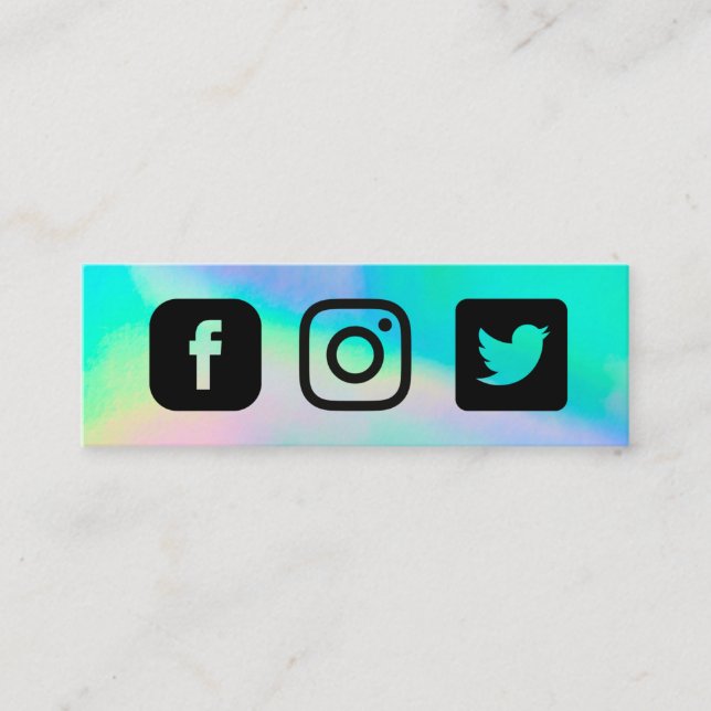Holographic Instagram Twitter Facebook Mini Business Card (Front)