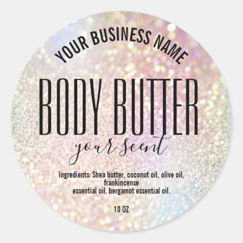 holographic iridescent BODY BUTTER  product label