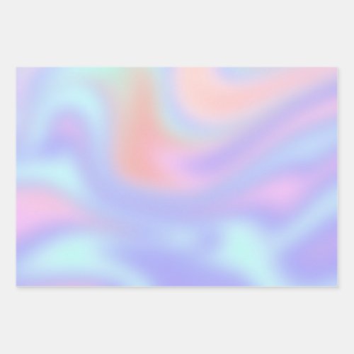 Holographic Iridescent Colorful Pastel Wrapping Paper Sheets